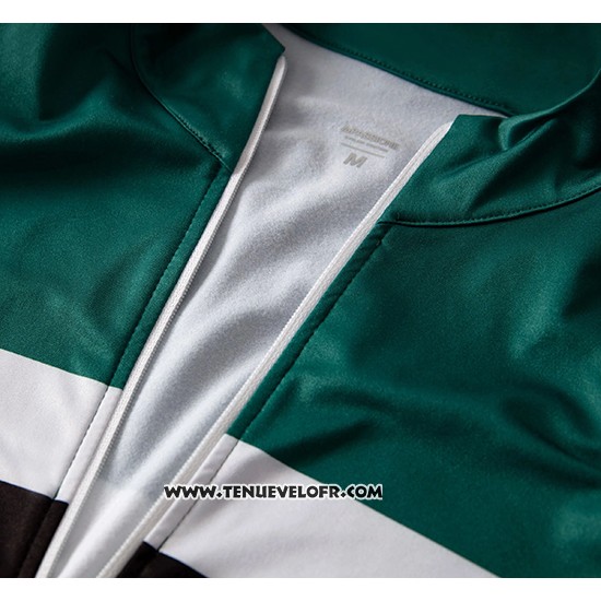 2019 Maillot Ciclismo La Passione Vert Blanc Noir Manches Longues et Cuissard